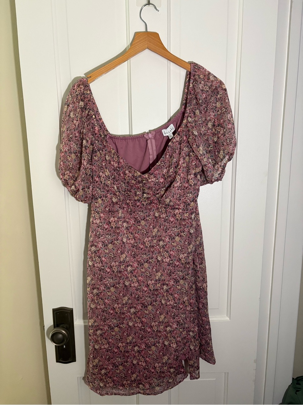 NWT Kit + Sky Dusty Rose Floral Puff Sleeve Dress